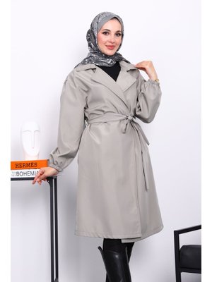 Mint Kruvaze Yaka Kuşaklı Trençkot Mint Kruvaze Yaka Kuşaklı Trençkot