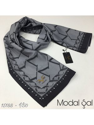 Logolu Desen Modal Seri Şal Askısı İle Birlikte 75x200 Cm Gri Antrasit Logolu Desen Modal Seri Şal Askısı İle Birlikte 75x200 Cm Gri Antrasit