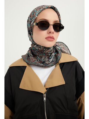 90x90 Cm Ebedi Saraylar Kahve Vierra Desenli Viskon Eşarp