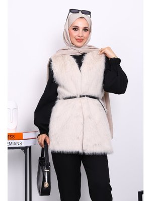 Taş Kemerli Astarlı Kürk Yelek
