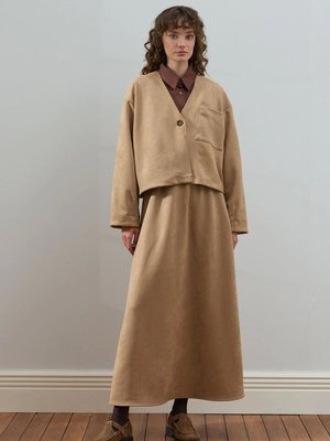 Karamel Süet Kloş Etek