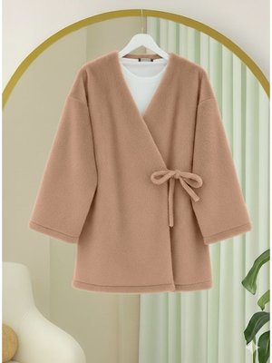 Vizon Yandan Bağlamalı Kürklü Ceket