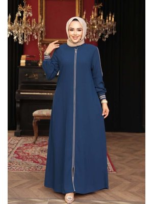 Fermuarlı İndigo Mavisi Ferace 26381ım