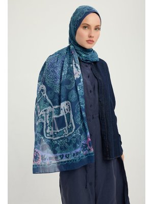 70x190 Cm Sonsuz Aşk Lacivert Efilia Desenli Şal
