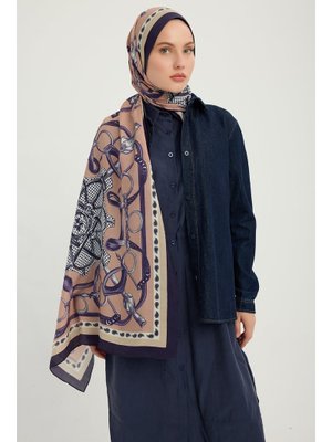 70x190 Cm Süvarinin Arması Lacivert Vierra Desenli Viskon Şal 70x190 Cm Süvarinin Arması Lacivert Vierra Desenli Viskon Şal
