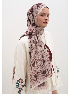 Bordo Wıld Paısley Desen Şal Bordo Wıld Paısley Desen Şal