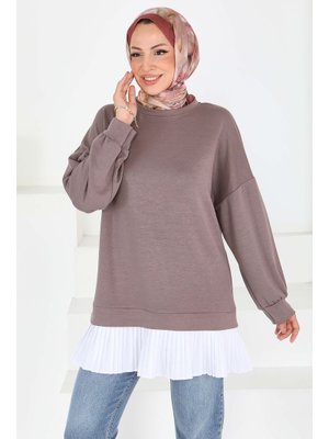 Vizon Eteği Pile Detaylı Modal Tunik