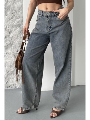 Kahve Tint Yıkama Kar Yıkamalı Baggy Kot Pantolon Yikama