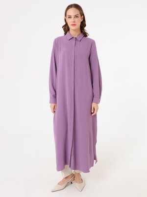Mor Gömlek Yaka Uzun Tunik