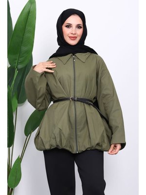 Haki Pileli Astarlı Gabardin Ceket