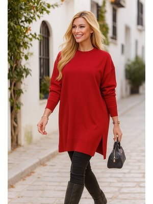 Kırmızı Triko Kazak Tunik 17203k2