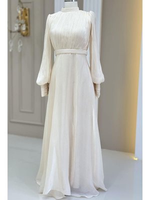 Krem Zen Abiye Elbise