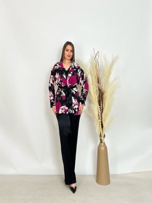 Siyah Büyük Beden Lü Bluzlu Pantolonlu Ceketli Takım