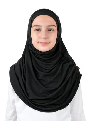 Pratik Hazır Geçmeli Boneli Çocuk Şal Siyah