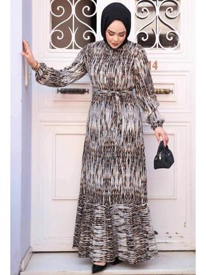 Desenli Gri Elbise 52721gr