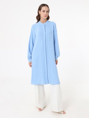 Mavi Önü Nervür Detaylı Aerobin Uzun Tunik