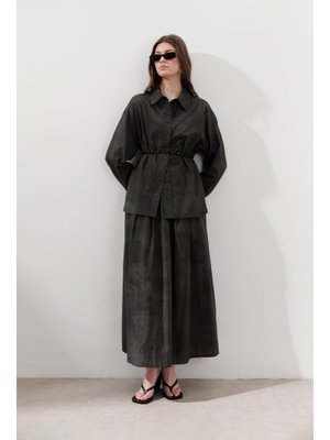 Antrasit Desenli Pamuklu Hafif Gömlek