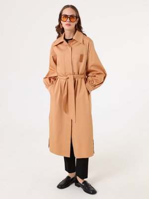 Camel Exclusive Gömlek Yaka Kemerli Trençkot