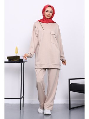 Taş Tek Cepli Tunik Pantolonlu Modal Takım