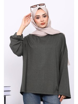 Haki Yarım Balıkçı Yaka Bluz