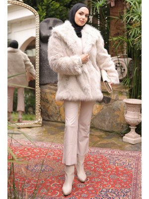 Taş Kemerli Astarlı Kürk Kaban