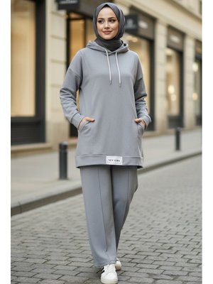 Grı Gri Armalı Çift Cepli Vortex İkili Takım