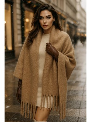 Vizon Püskül Detay Atkı Omuz Şalı 40x200 Cm 1295