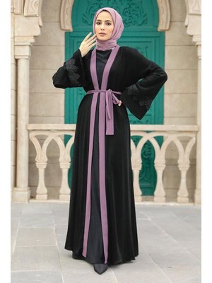 Kemerli Koyu Gül Kurusu Abaya 55440kgk