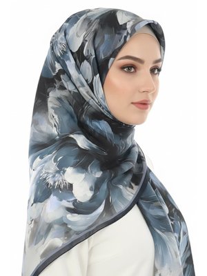 Mavı Mavi Mystic Flora Serisi Pamuk Şal