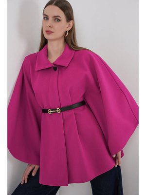 Koyu Pembe Kemerli Kaşe Panço