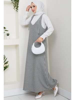 Haki Kaz Ayağı Desen Jile Elbise