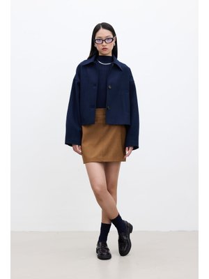 Camel Suni Deri Mini Etek