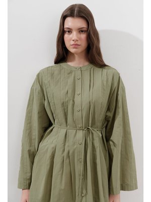 Çağla Nervürlü Geniş Kollu Tunik