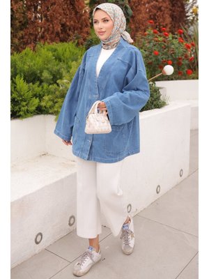 Mavi Cepli Kot Ceket