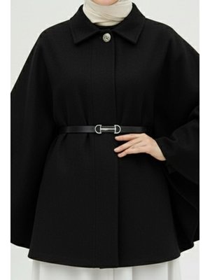 Siyah Kemerli Kaşe Panço