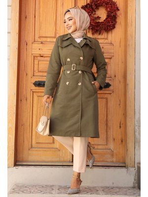 Kemerli Haki Trençkot 61221hk