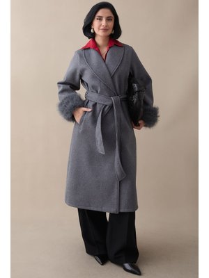 Kolu Peluş Astarsız Antrasit Kaşe Kaban