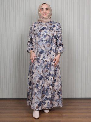 Mavi Yan Bağlamalı Detaylı Elbise