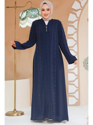 Boncuk İşlemeli Lacivert Ferace 29113l