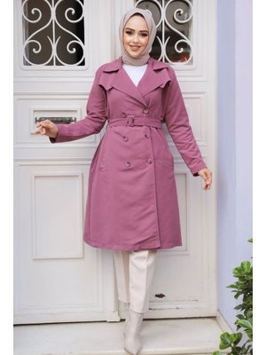 Kemerli Gül Kurusu Trençkot 61221gk