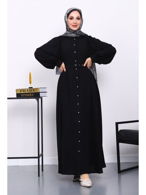 Siyah Bel Kemerli Elbise
