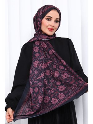 Bordo Desenli Soft Dijital Şal
