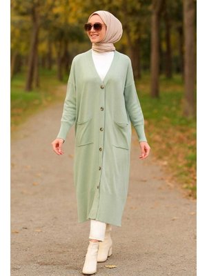 Düğmeli Mint Triko Hırka 33650mınt