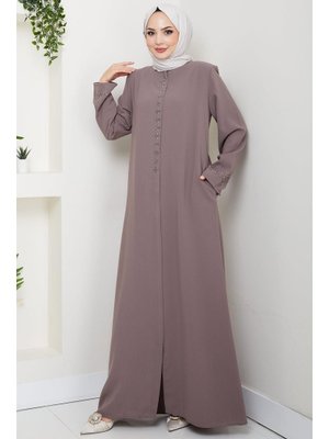 Vizon Gizli Patlı Çiçek Taşlı Ferace