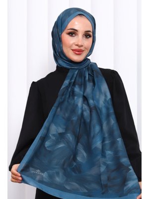 Petrol Yeşili Desenli Soft Dijital Şal