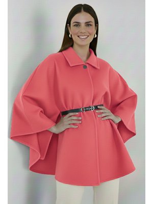 Nar Çiçeği Kemerli Kaşe Panço