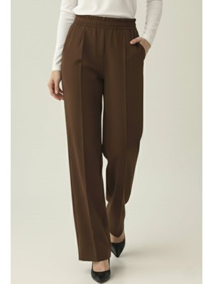 Kahverengi Puf Scuba Pantolon