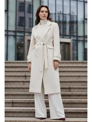 Bej Cep Kapaklı Kaşe Kaban