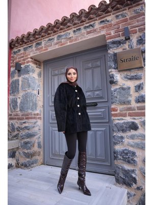 Siyah Fok Kaşe Ceket