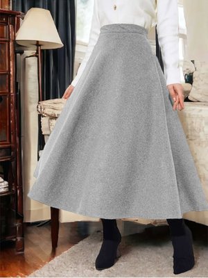 Gri Fermuarlı Kaşe Çan Etek